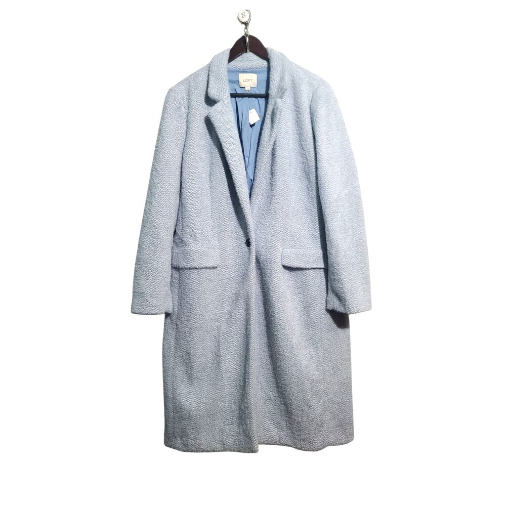 Loft Blue Cozy Herringbone Coat Size XL NWT